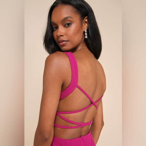 Instant Sultriness Magenta Sleeveless Strappy Back Mini Dress by Lulus. Size XL! - Picture 4 of 5